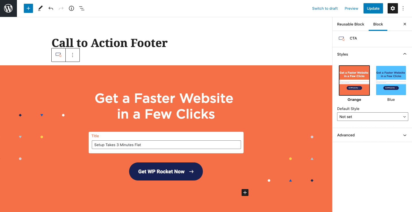 The Call to Action footer