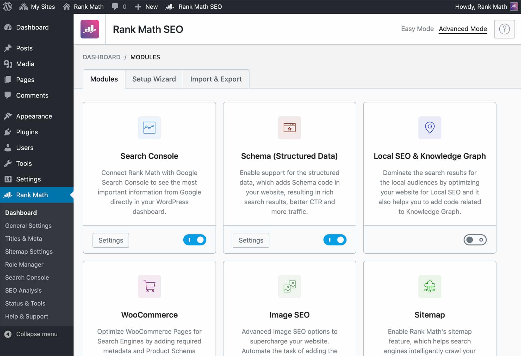 Rank Math Modules Page – Source: Rank Math