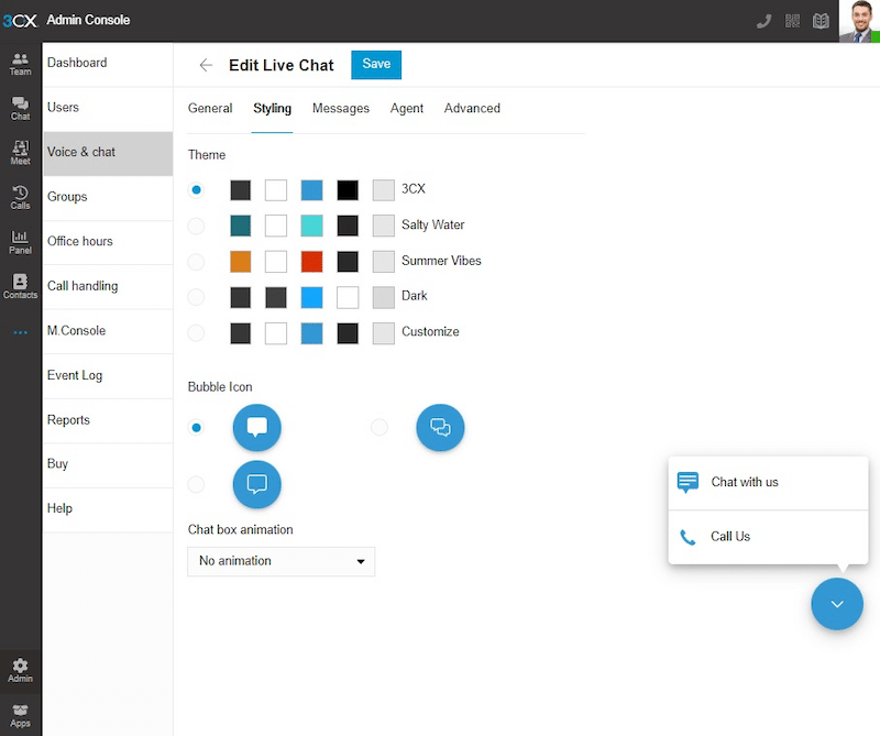 Chat widget customization - Source: LiveChat