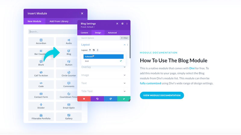 Blog module - Source: Divi