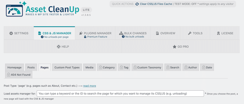 CSS/JS manager - Source: Asset Clean Up