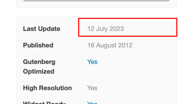 Example of a “last updated” date - Source: ThemeForest