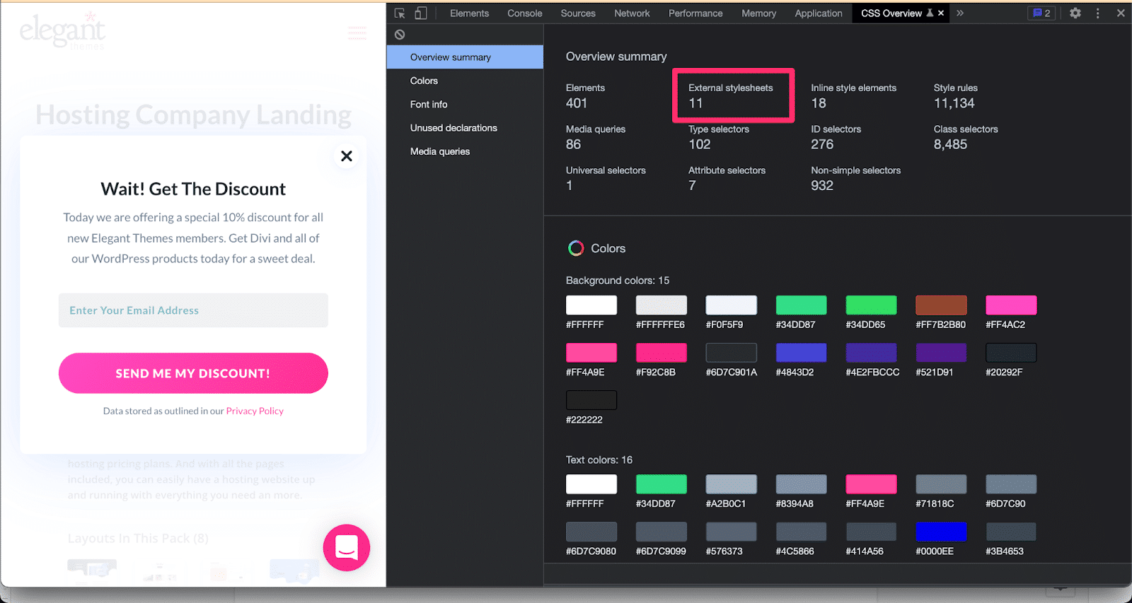 Example of Divi theme demo CSS files