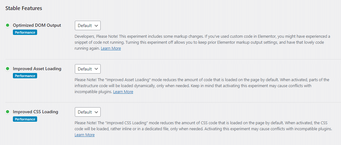 Elementor’s “Improved CSS Loading” feature
