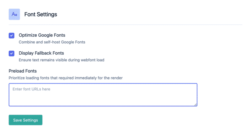 Font optimization section – Source: FlyingPress