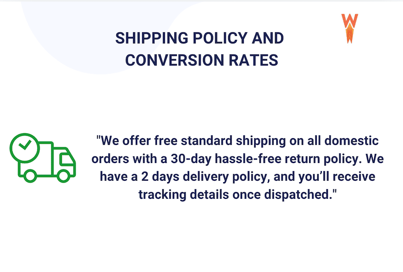 Good example of a shipping policy - Source: WP Rocket