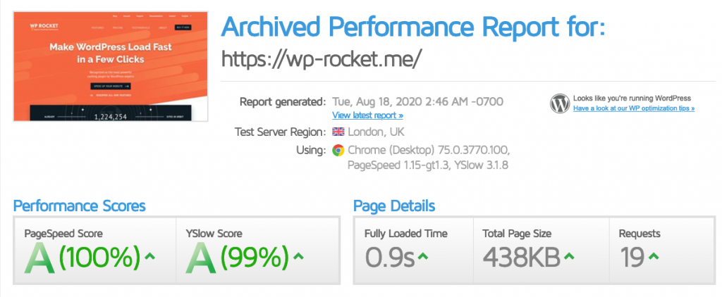 GTMetrix speed test after the delay of JS execution