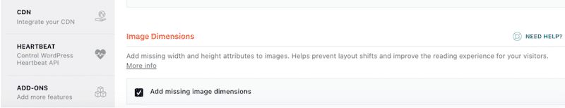 Image dimensions - WP Rocket dashboard (Media Tab)