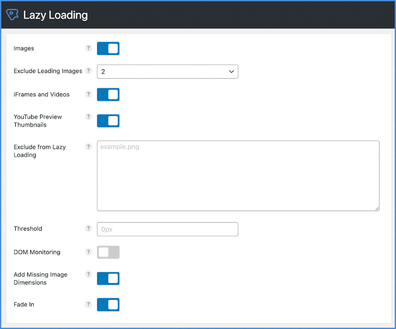 Lazy-loading and image optimization tab - Source: Perfmatters