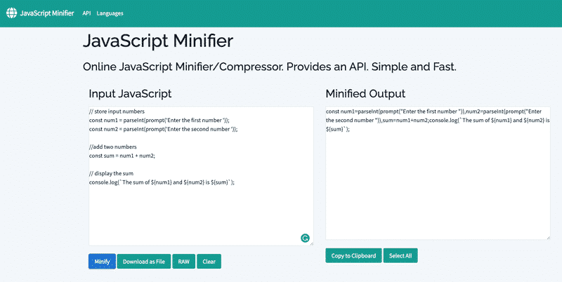 Minifying JS – Source: Toptal