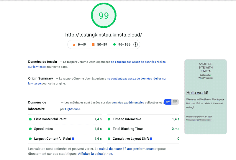 My test site with some texts and the 2021 theme installed - Source: PSI