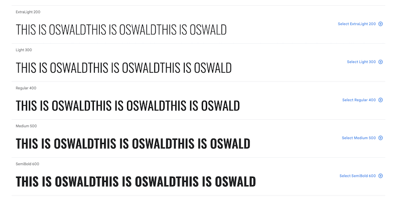 Oswald font - Source: Google Fonts