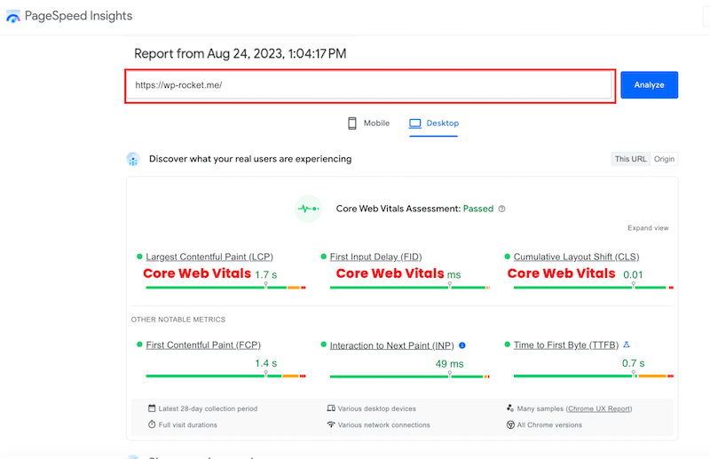 PageSpeed Insights report - Source: PageSpeed Insights