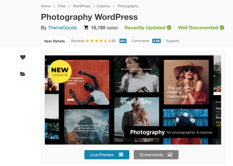 Photography WordPress theme - Source: Photography WordPress