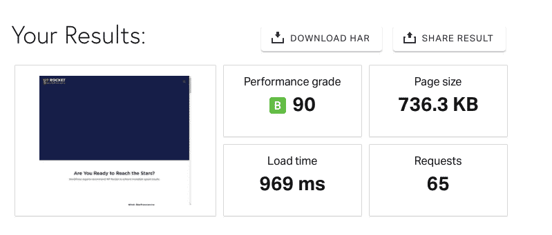 Overview of the results section - Pingdom