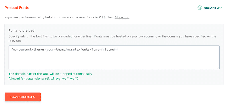 Preloading fonts - Source: WP Rocket