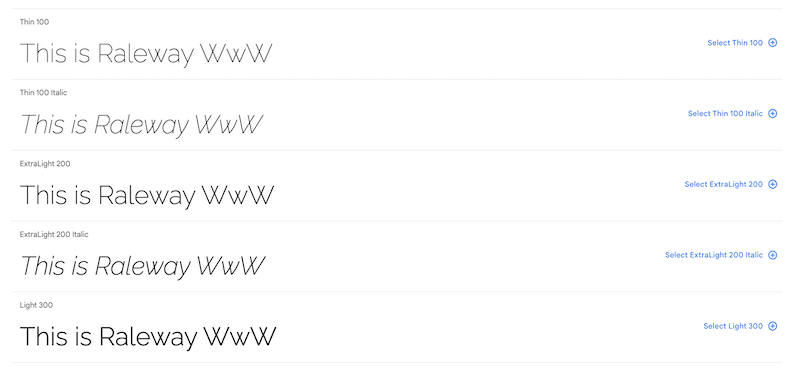 Raleway font - Source: Google Fonts