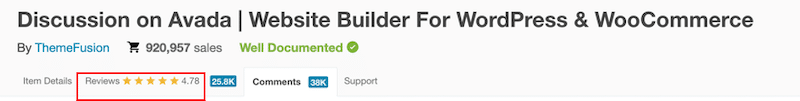 Reviews on ThemeForest - Source: ThemeForest