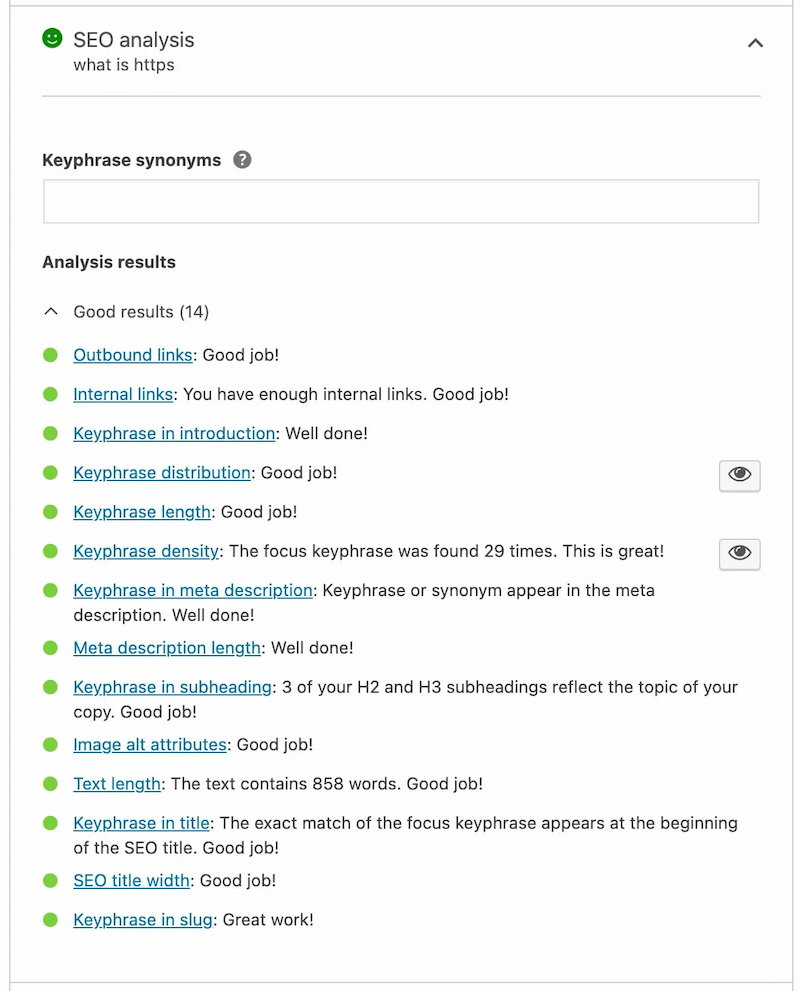 SEO audit on a small business - Source: Yoast SEO
