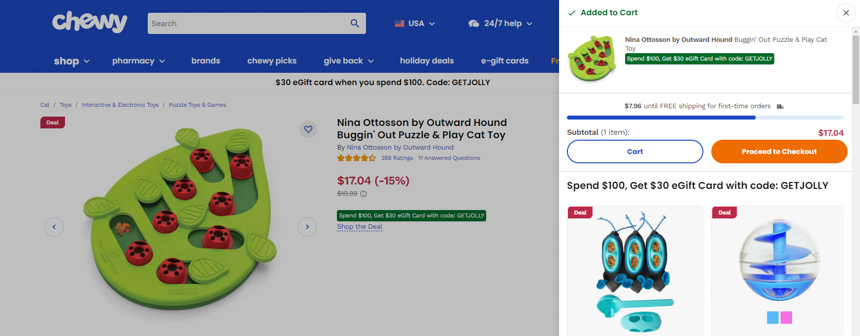Online shopping carts dynamically load CSS