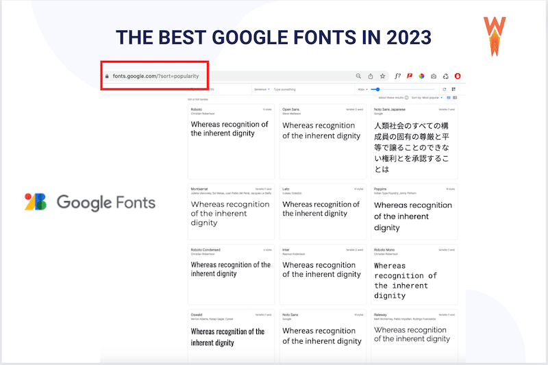 Sorting Google Fonts by popularity - Source: Google Fonts