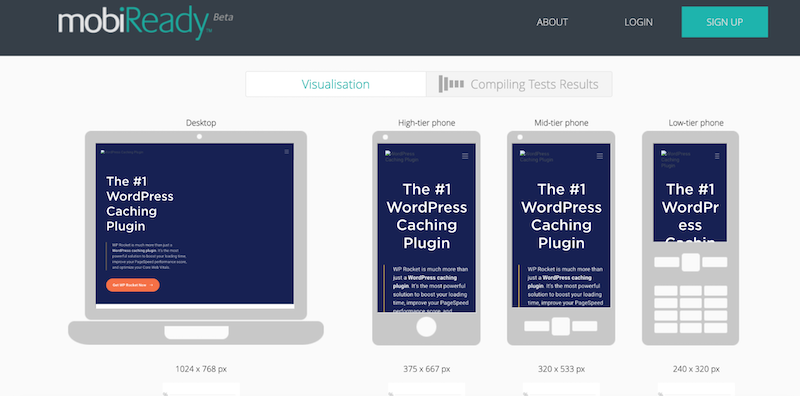 Testing page speed and responsiveness - Source: MobiReady