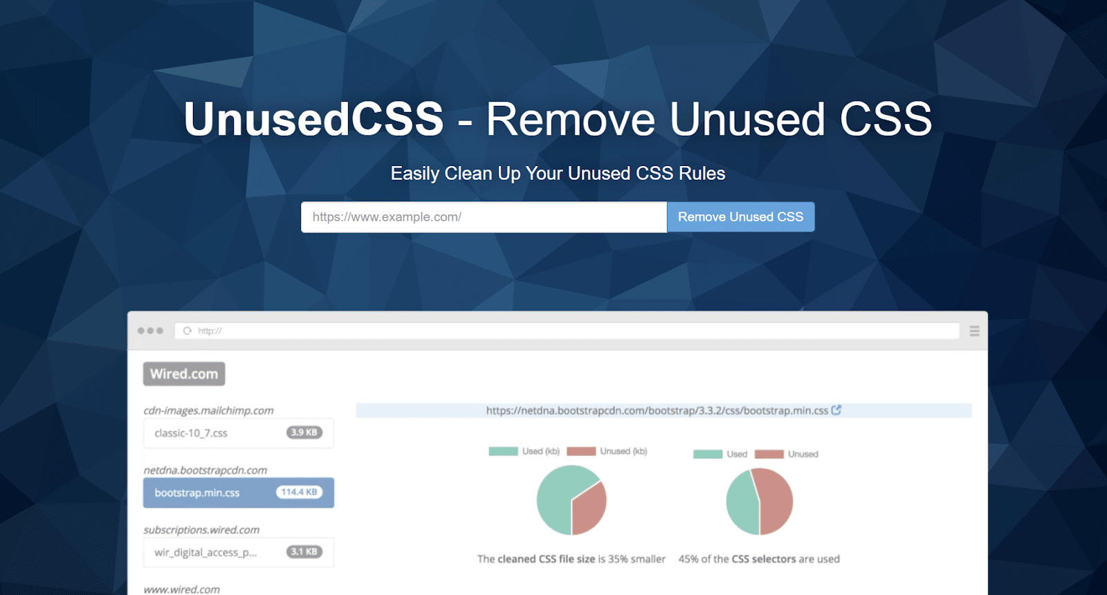 UnusedCSS homepage