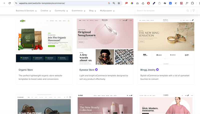 WooCommerce demos - Source: Astra