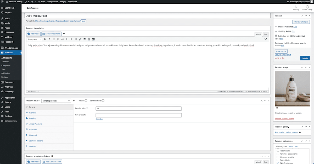 WooCommerce’s intuitive interface to add a product to WordPress - Source: WooCommerce dashboard